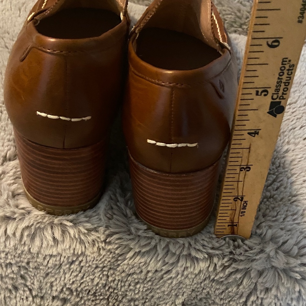 Sperry Brown Leather Loafers with White Stitching - Picture 5 of 8